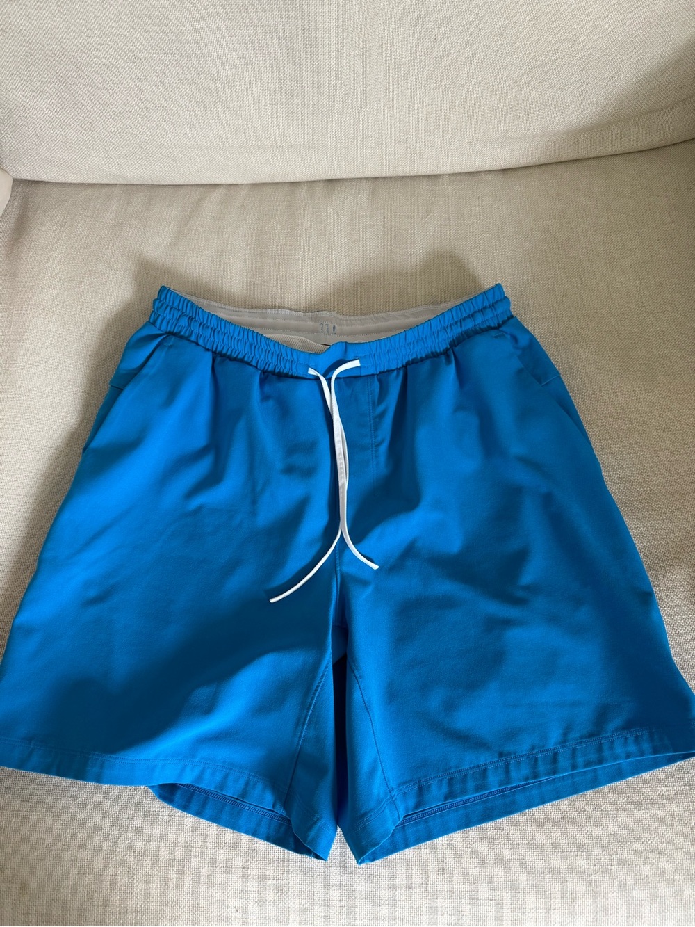 lululemon athletica Electric Blue Swim Trunks Lined with White Drawstring
